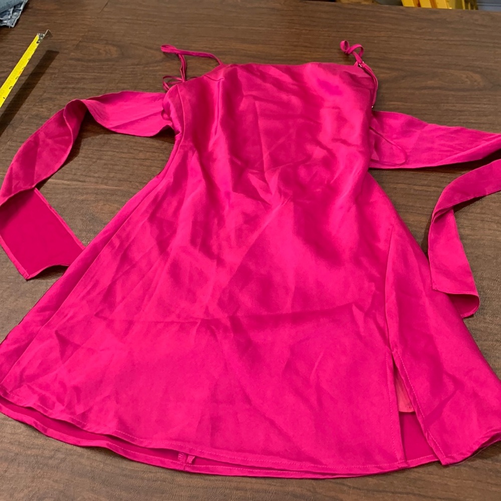 Like new fushia slip dress with back bow a love like you